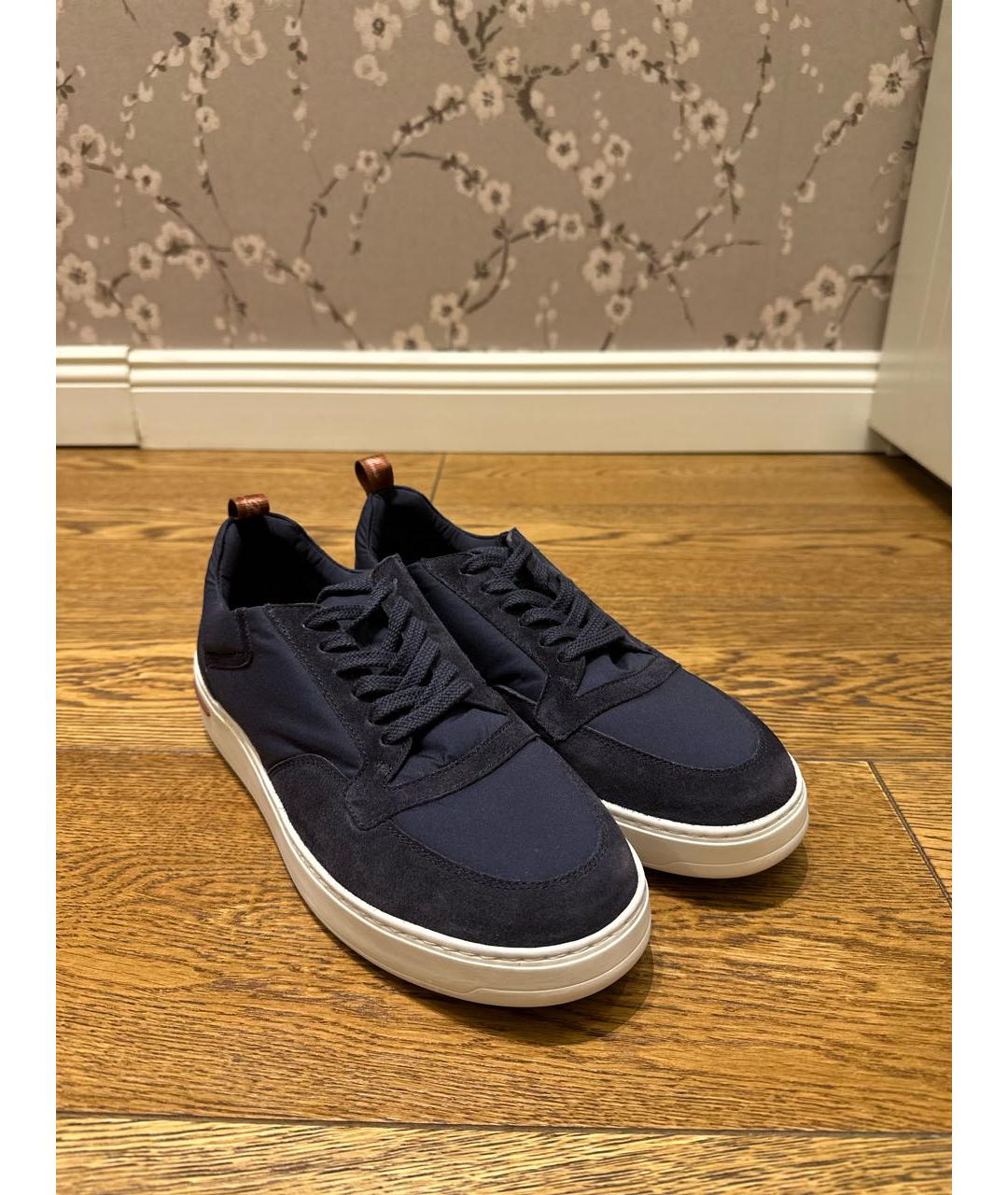 LORO PIANA Синие текстильные низкие кроссовки / кеды, фото 5