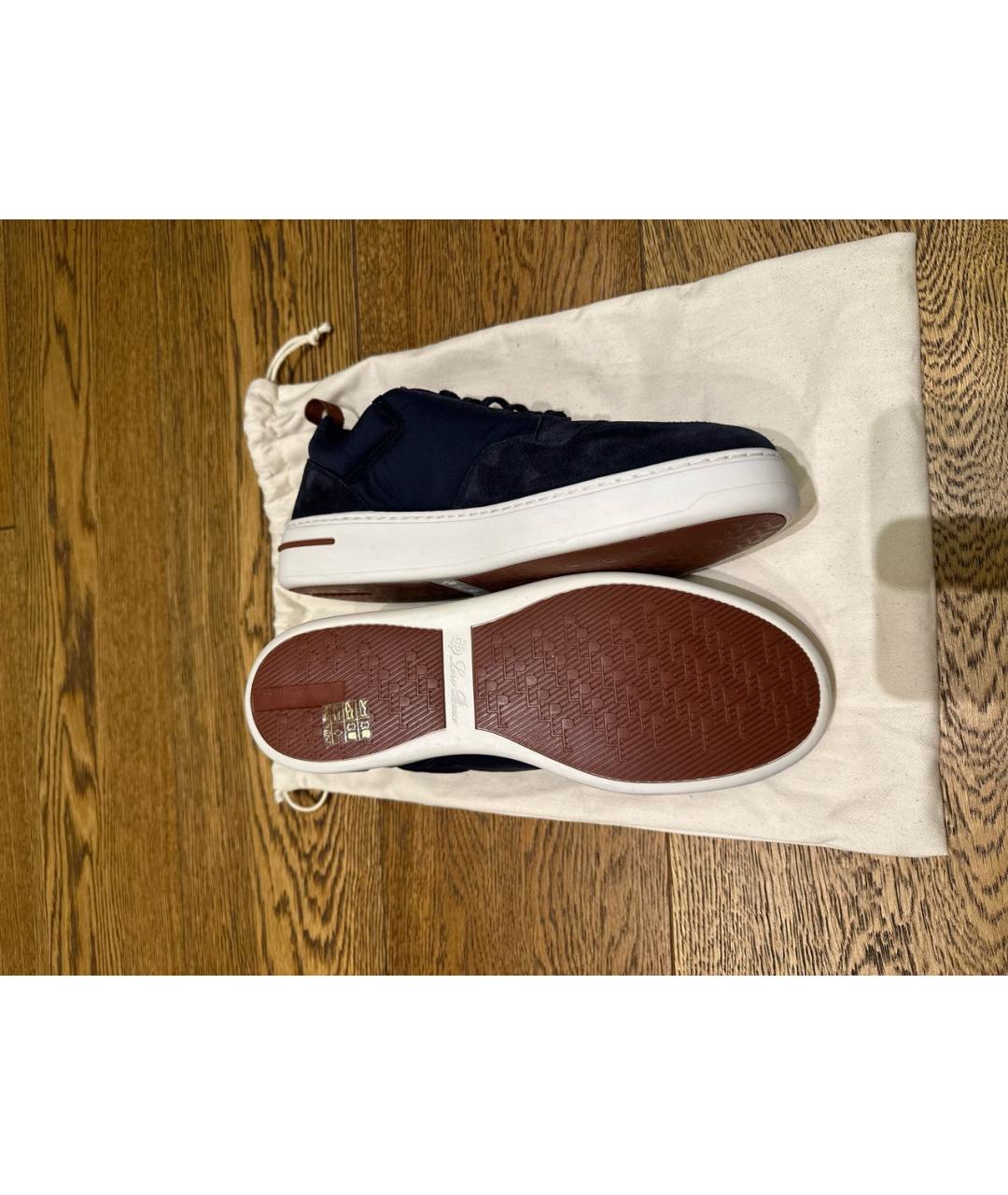 LORO PIANA Синие текстильные низкие кроссовки / кеды, фото 6