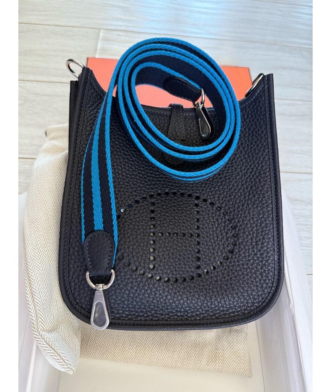 HERMES Темно-синяя кожаная сумка через плечо, фото 2