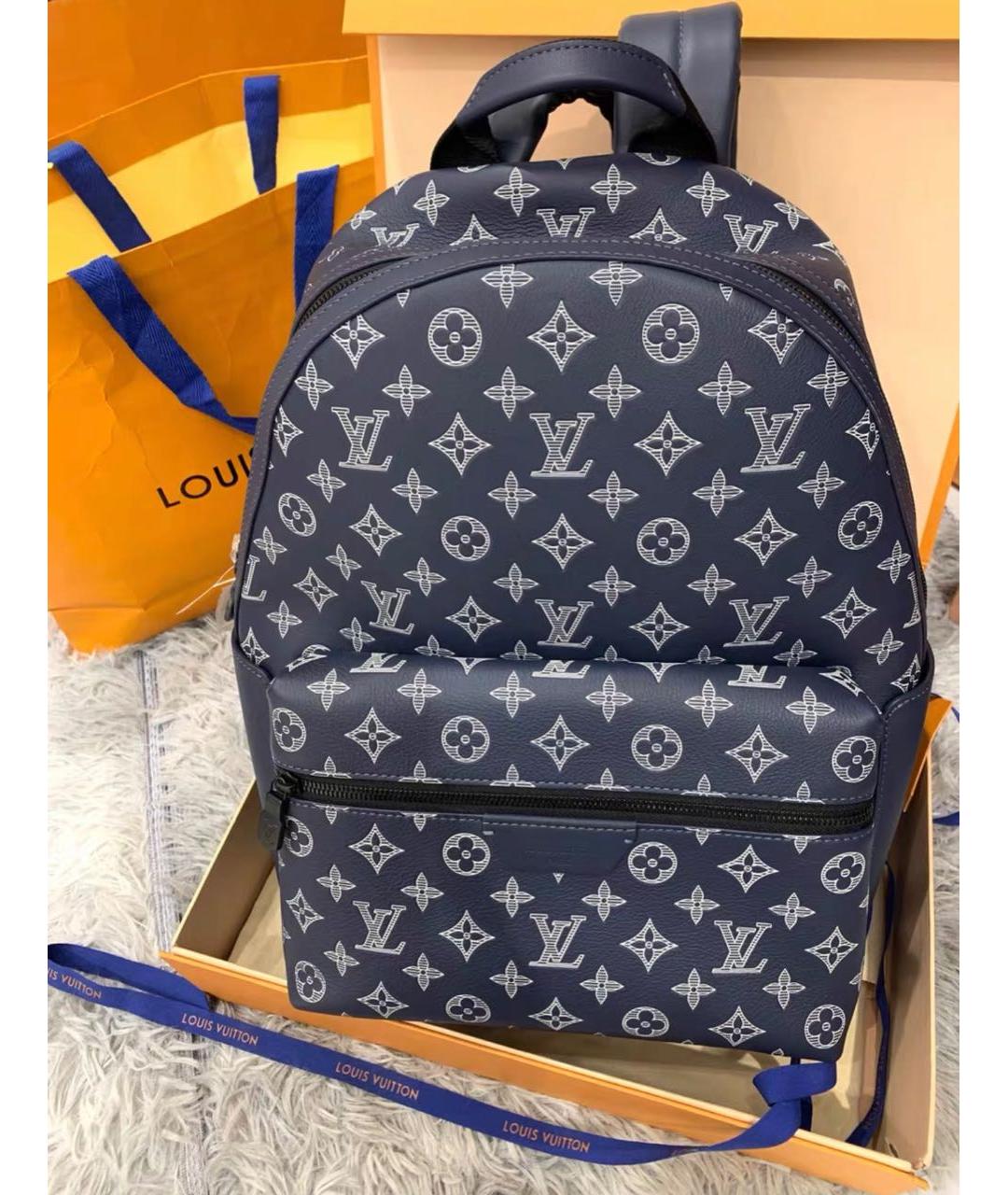 LOUIS VUITTON Синий кожаный рюкзак, фото 4