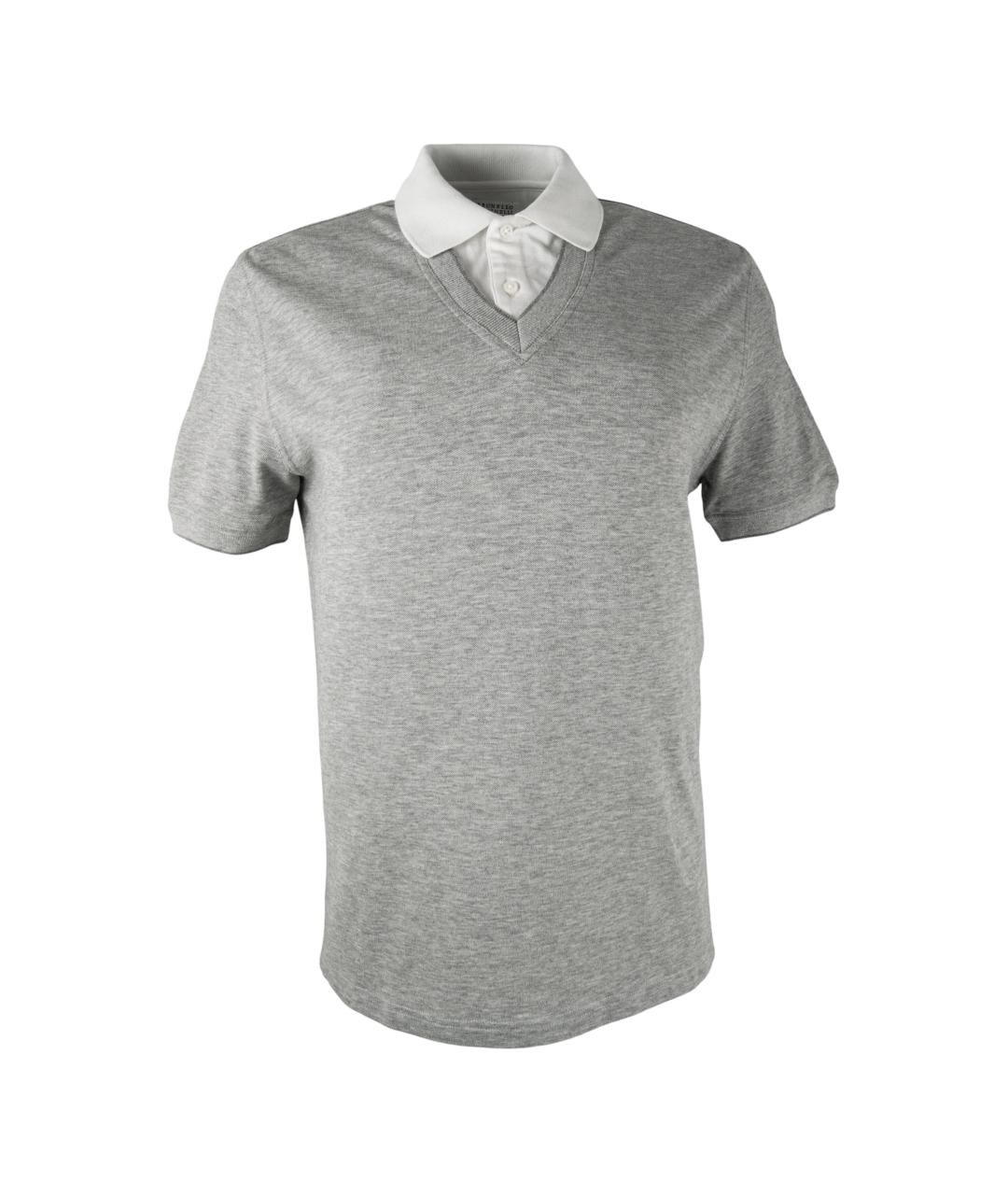 BRUNELLO CUCINELLI Серое хлопковое поло с коротким рукавом, фото 1