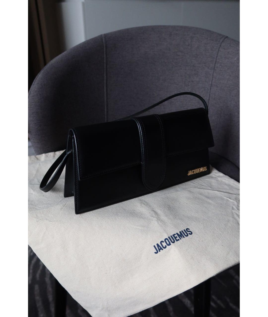 JACQUEMUS Черная кожаная сумка через плечо, фото 5
