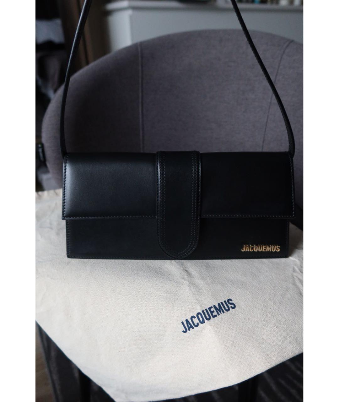 JACQUEMUS Черная кожаная сумка через плечо, фото 4
