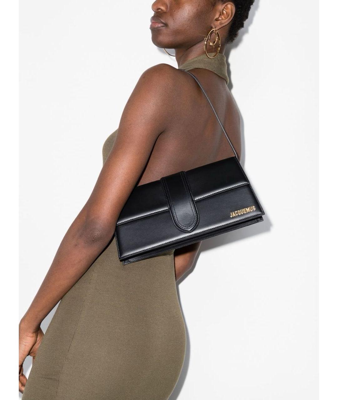 JACQUEMUS Черная кожаная сумка через плечо, фото 2