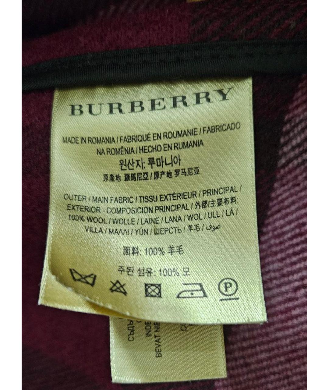 BURBERRY Бордовое шерстяное пальто, фото 8