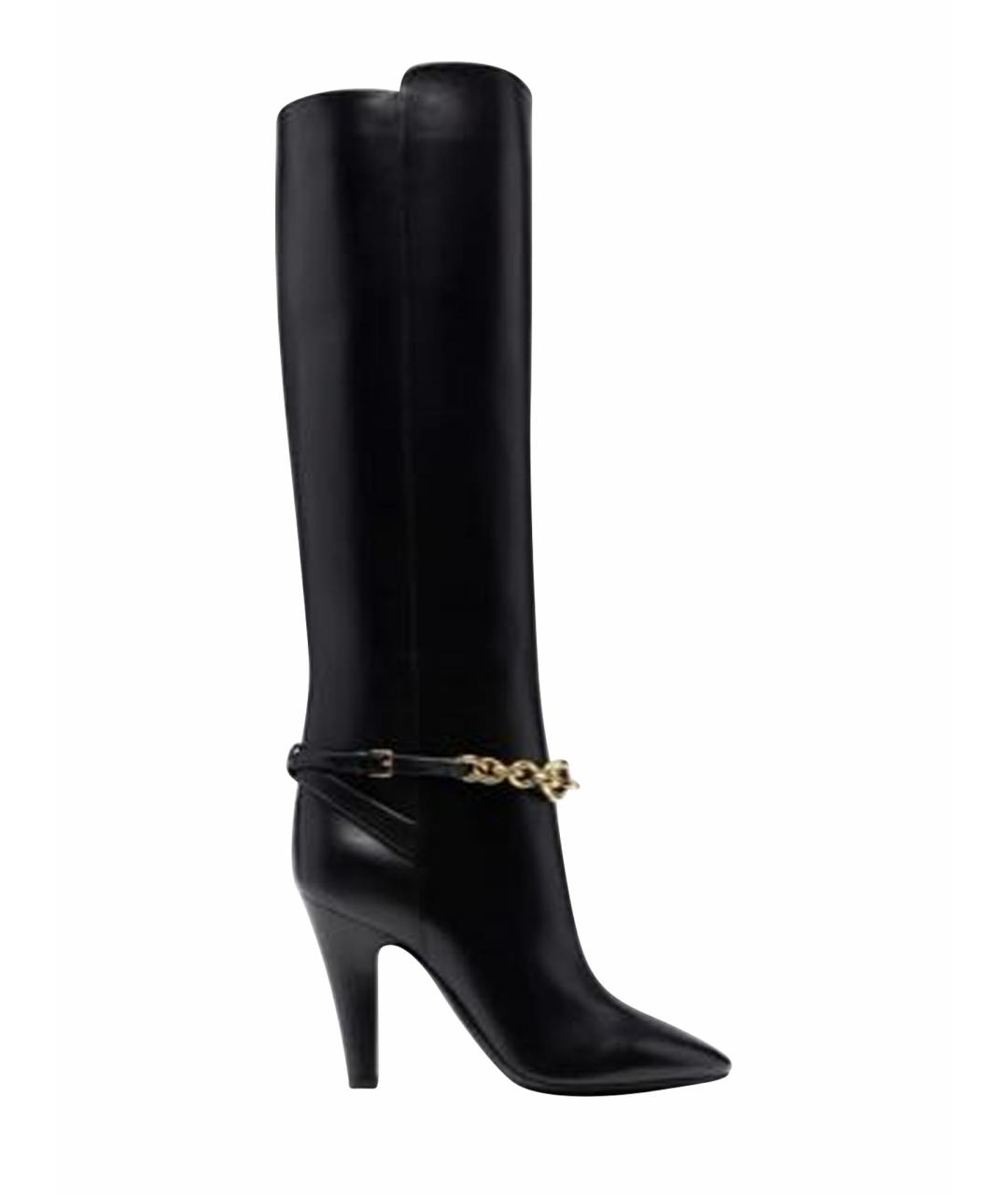 SAINT LAURENT Черные кожаные сапоги, фото 1