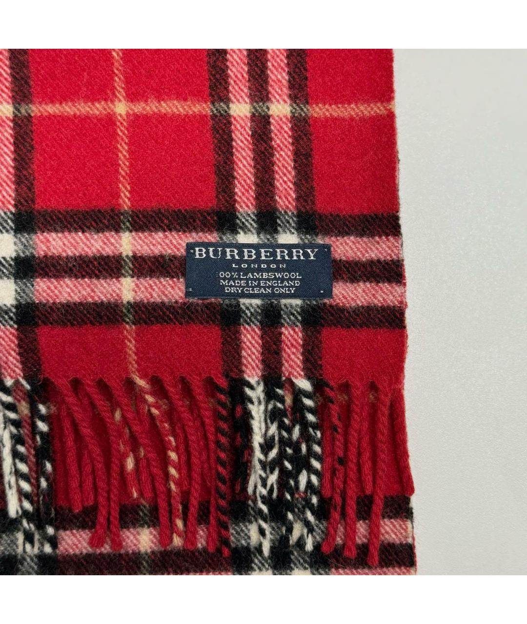 BURBERRY Красный шерстяной шарф, фото 7