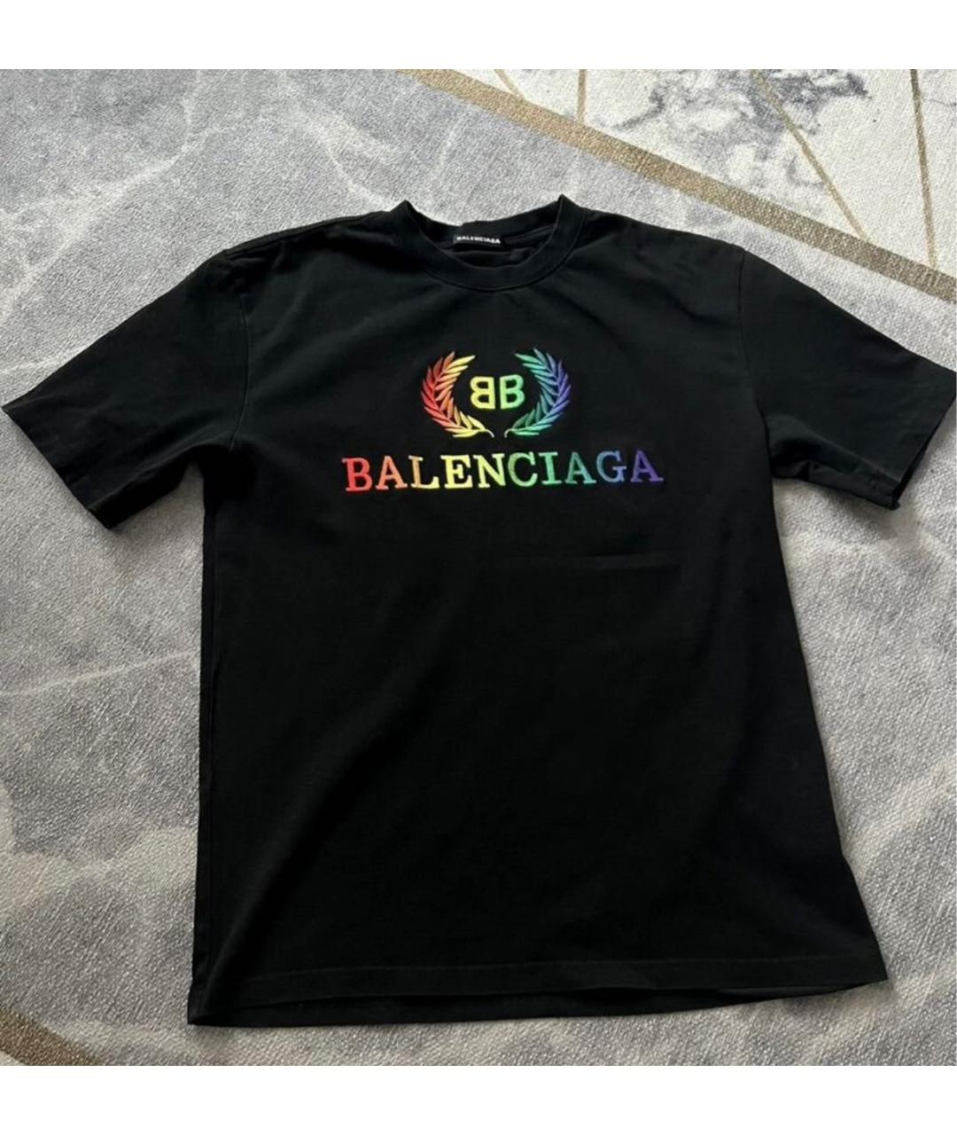 BALENCIAGA Черная хлопковая футболка, фото 9