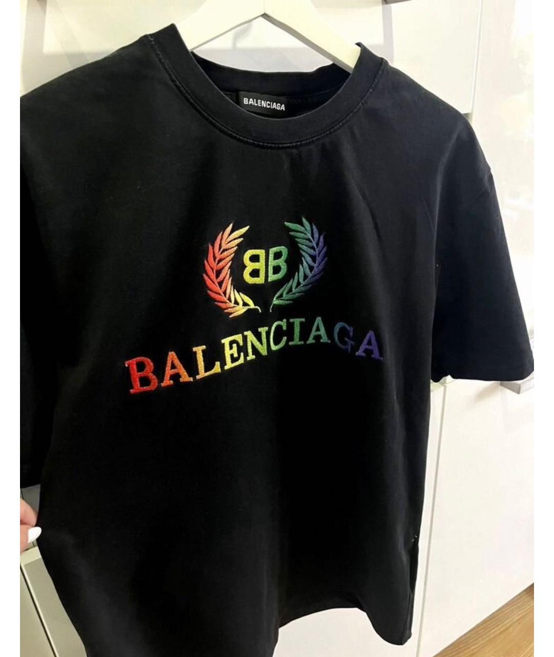 BALENCIAGA Черная хлопковая футболка, фото 2