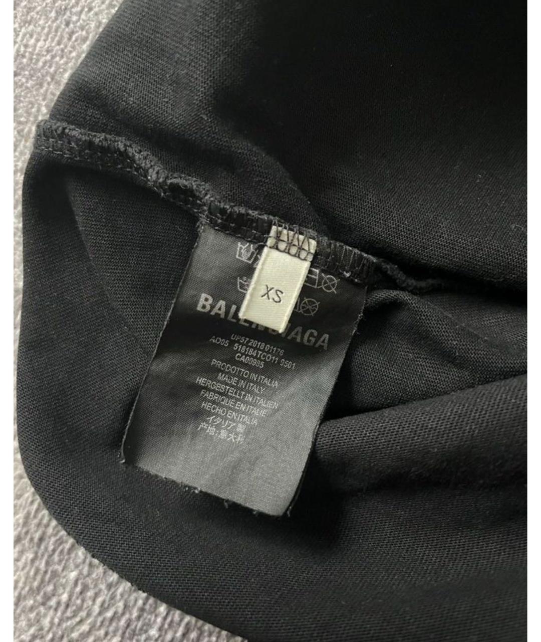 BALENCIAGA Черная хлопковая футболка, фото 8