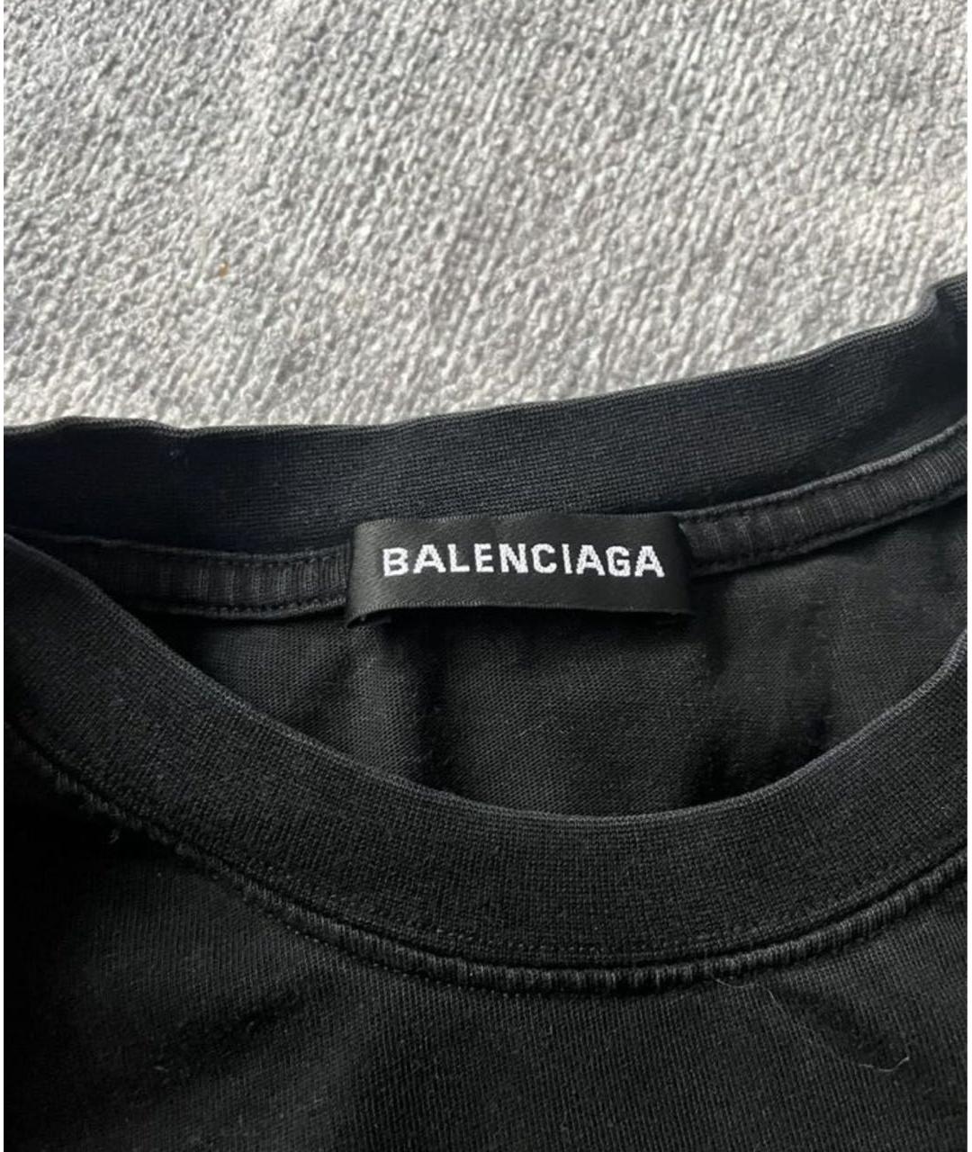 BALENCIAGA Черная хлопковая футболка, фото 3