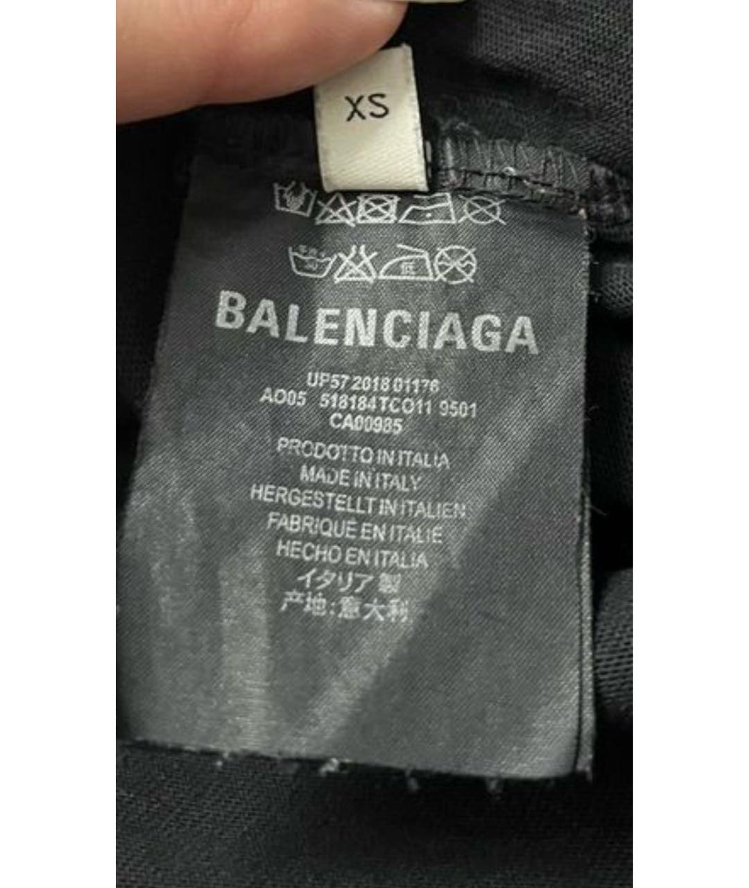 BALENCIAGA Черная хлопковая футболка, фото 5