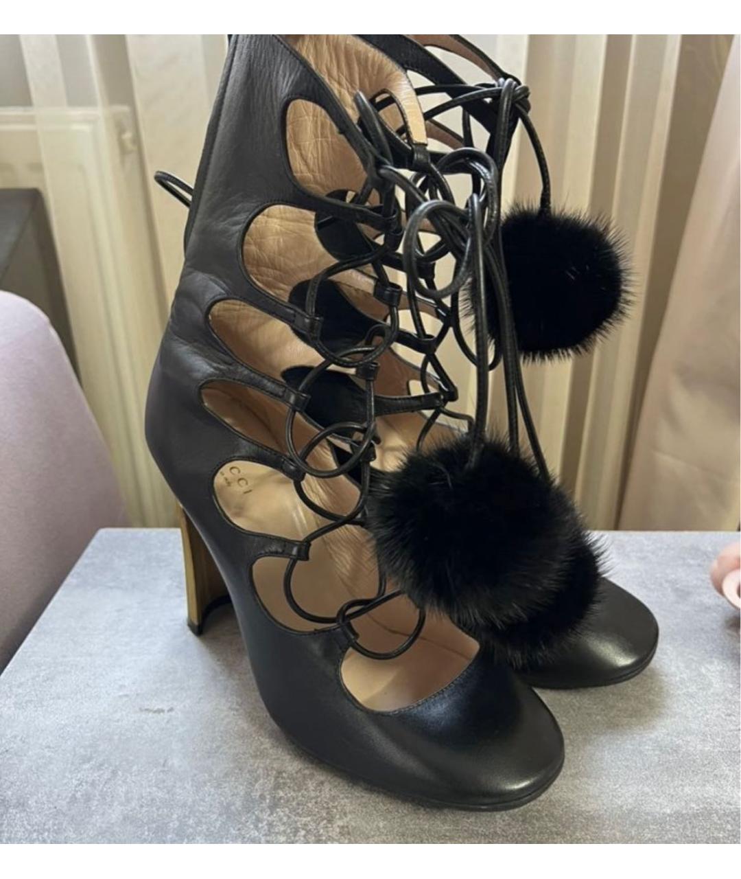 GUCCI Черные кожаные туфли, фото 2