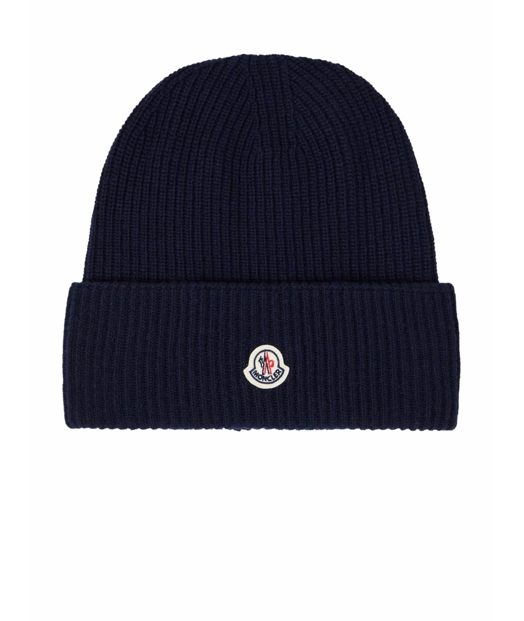 MONCLER Темно-синяя шапка, фото 1