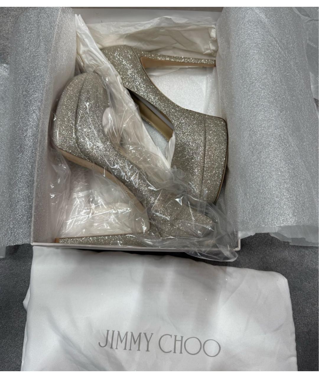 JIMMY CHOO Золотые текстильные туфли, фото 6