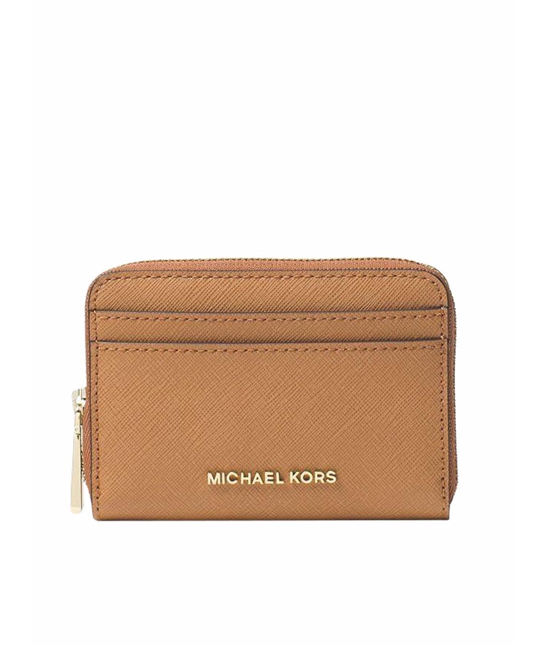 MICHAEL KORS Бежевый кожаный кошелек, фото 1