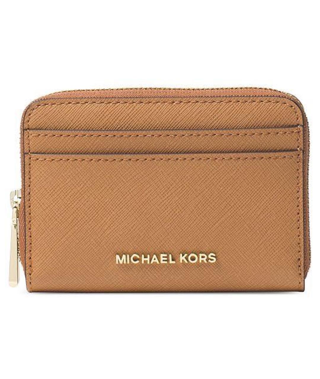 MICHAEL KORS Бежевый кожаный кошелек, фото 6