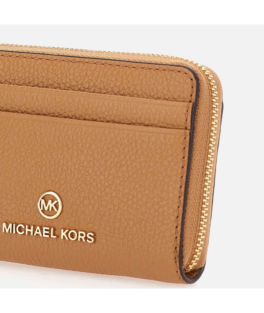 MICHAEL KORS Бежевый кожаный кошелек, фото 5