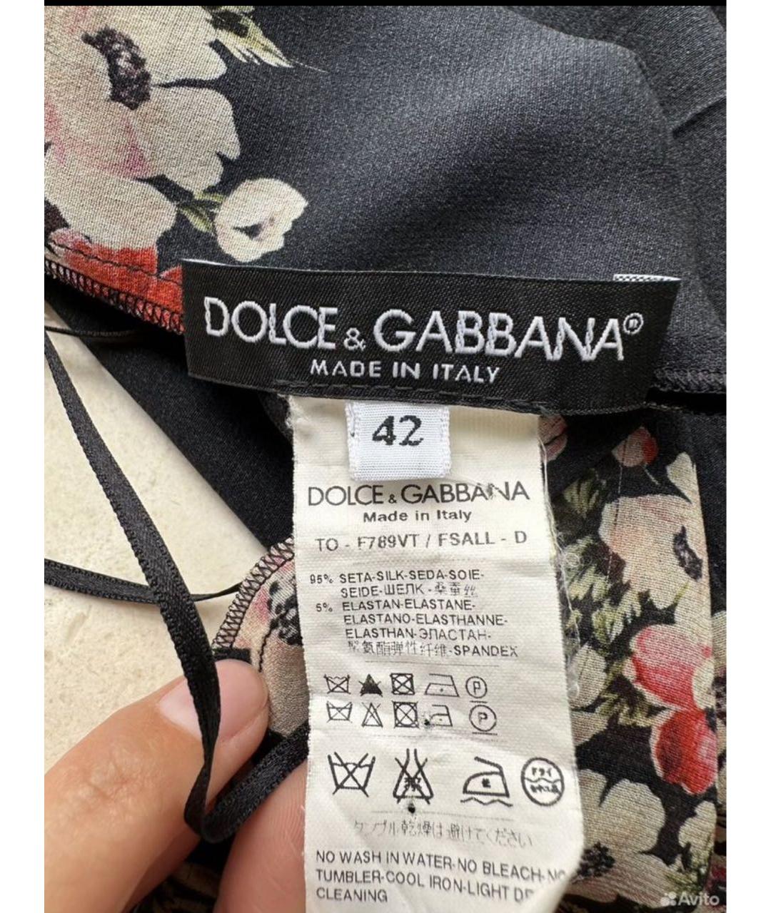 DOLCE&GABBANA Черная шелковая блузы, фото 3