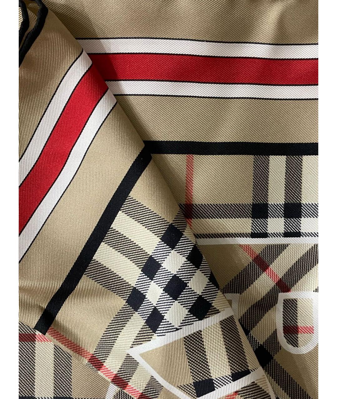 BURBERRY Бежевый шелковый платок, фото 2