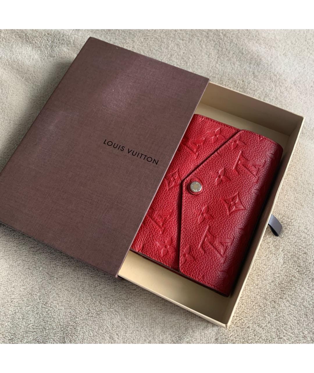 LOUIS VUITTON Красный кожаный кошелек, фото 2