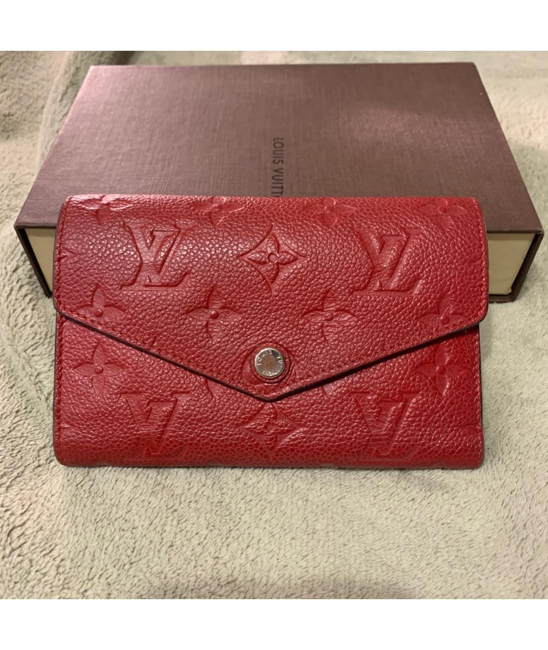 LOUIS VUITTON Красный кожаный кошелек, фото 8