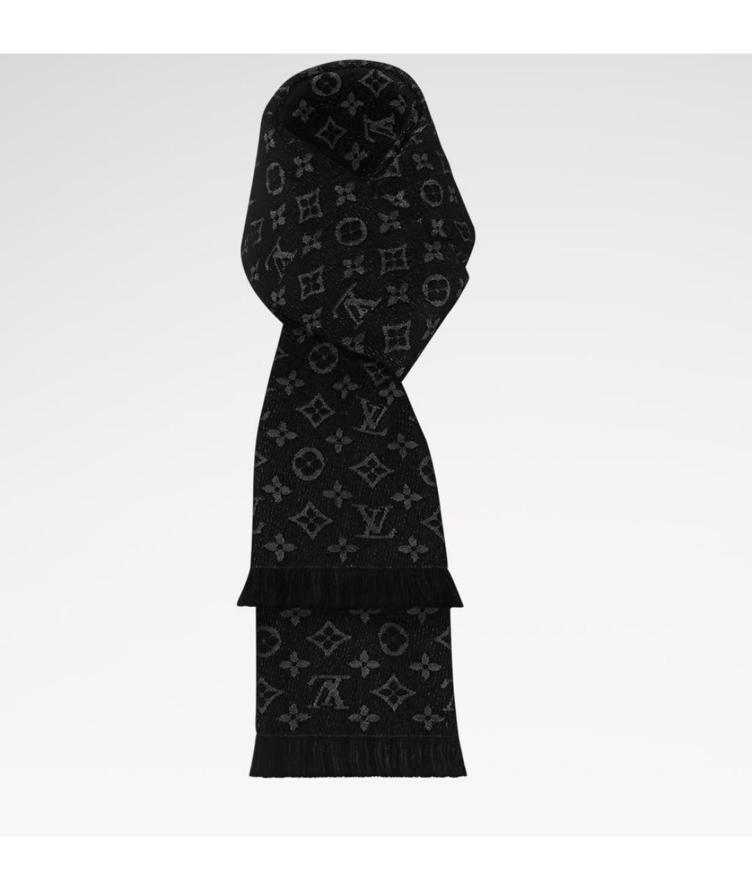 LOUIS VUITTON Черный шерстяной шарф, фото 8
