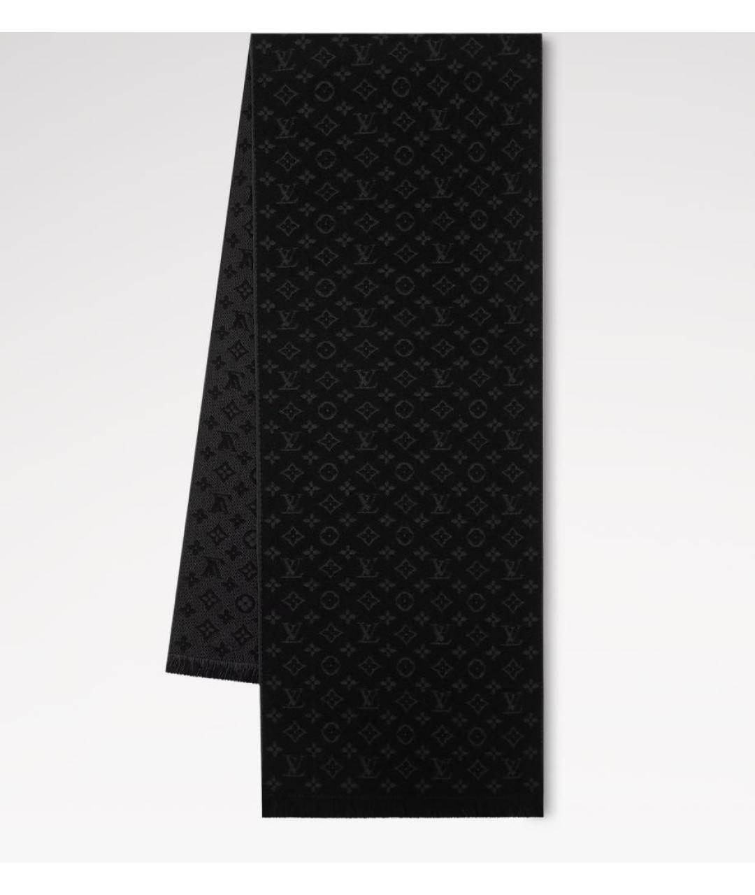 LOUIS VUITTON Черный шерстяной шарф, фото 2