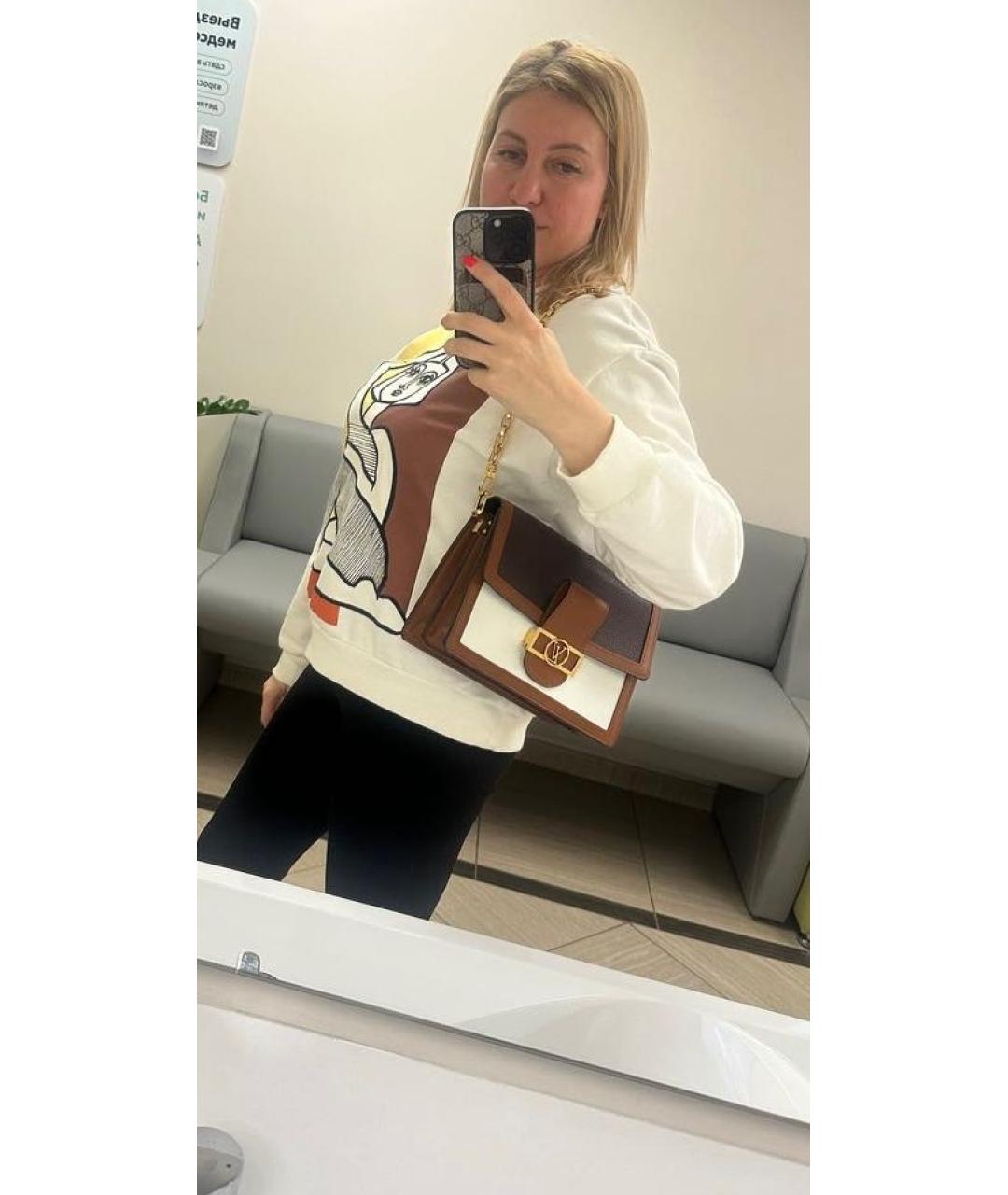 LOUIS VUITTON Коричневая кожаная сумка через плечо, фото 7