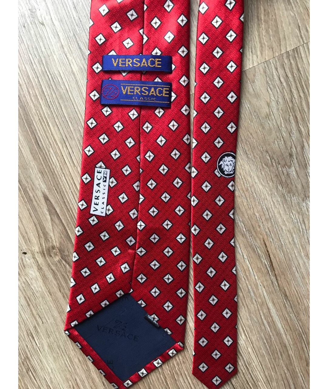 VERSACE VINTAGE Красный шелковый галстук, фото 5