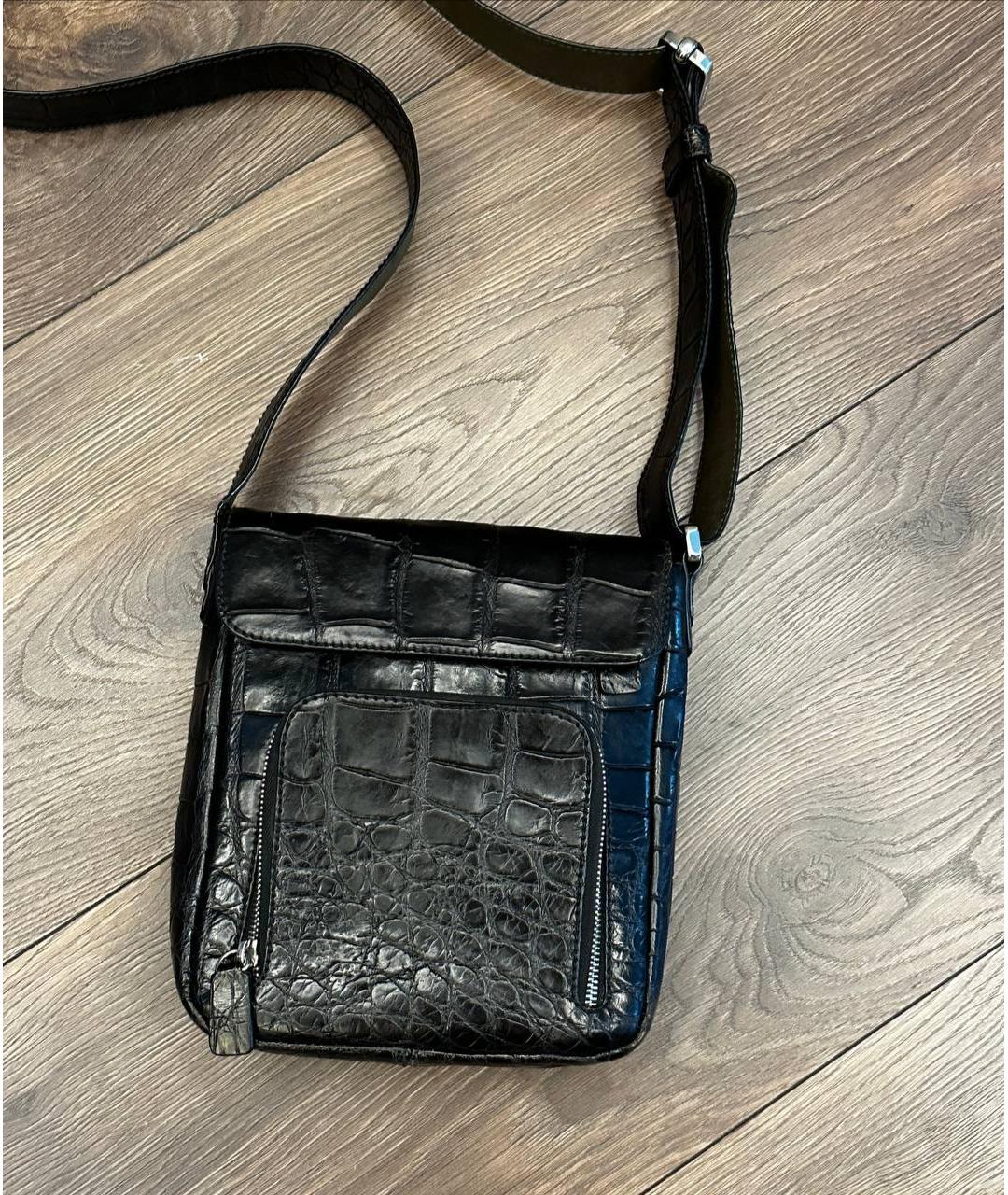 TARDINI Черная сумка на плечо из экзотической кожи, фото 6