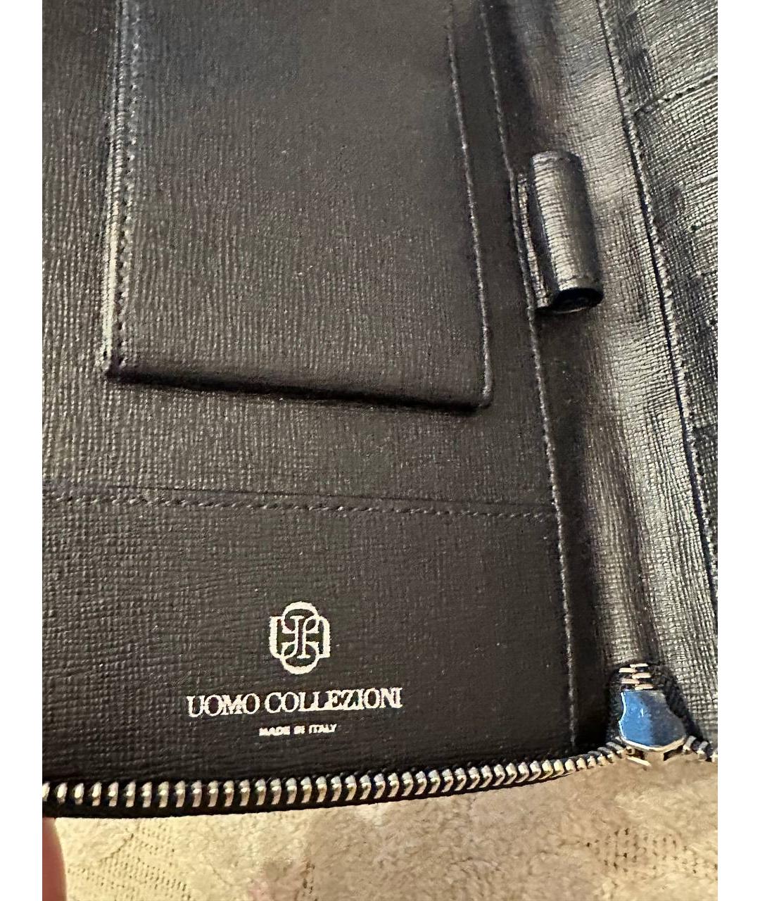 UOMO COLLEZIONI Черный кожаный кошелек, фото 7