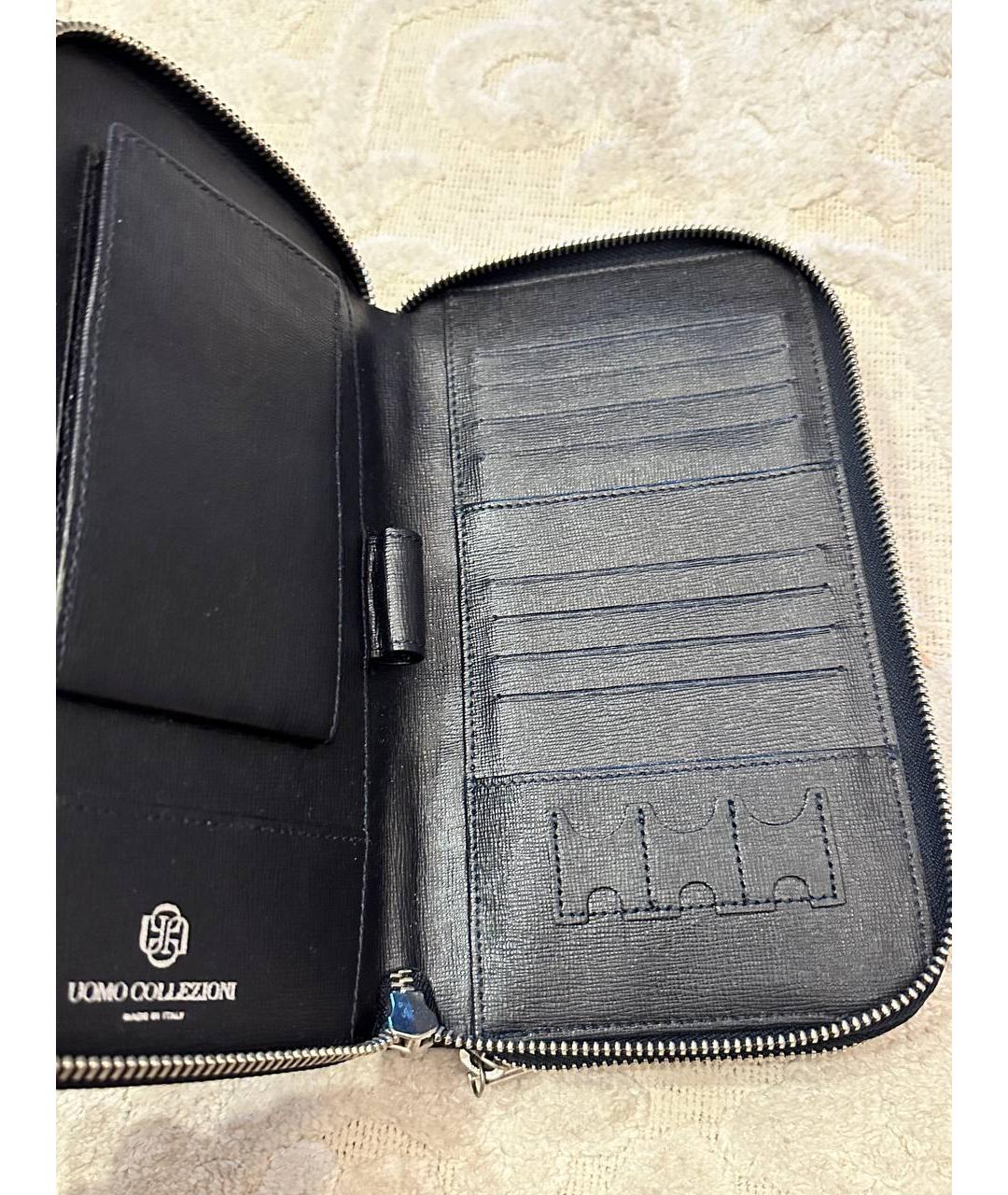 UOMO COLLEZIONI Черный кожаный кошелек, фото 2