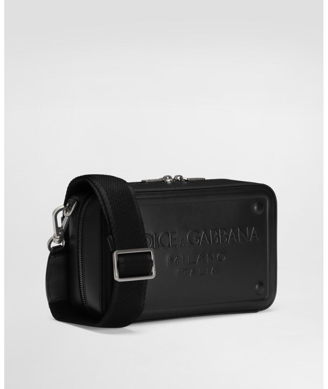 DOLCE&GABBANA Черная кожаная сумка на плечо, фото 2
