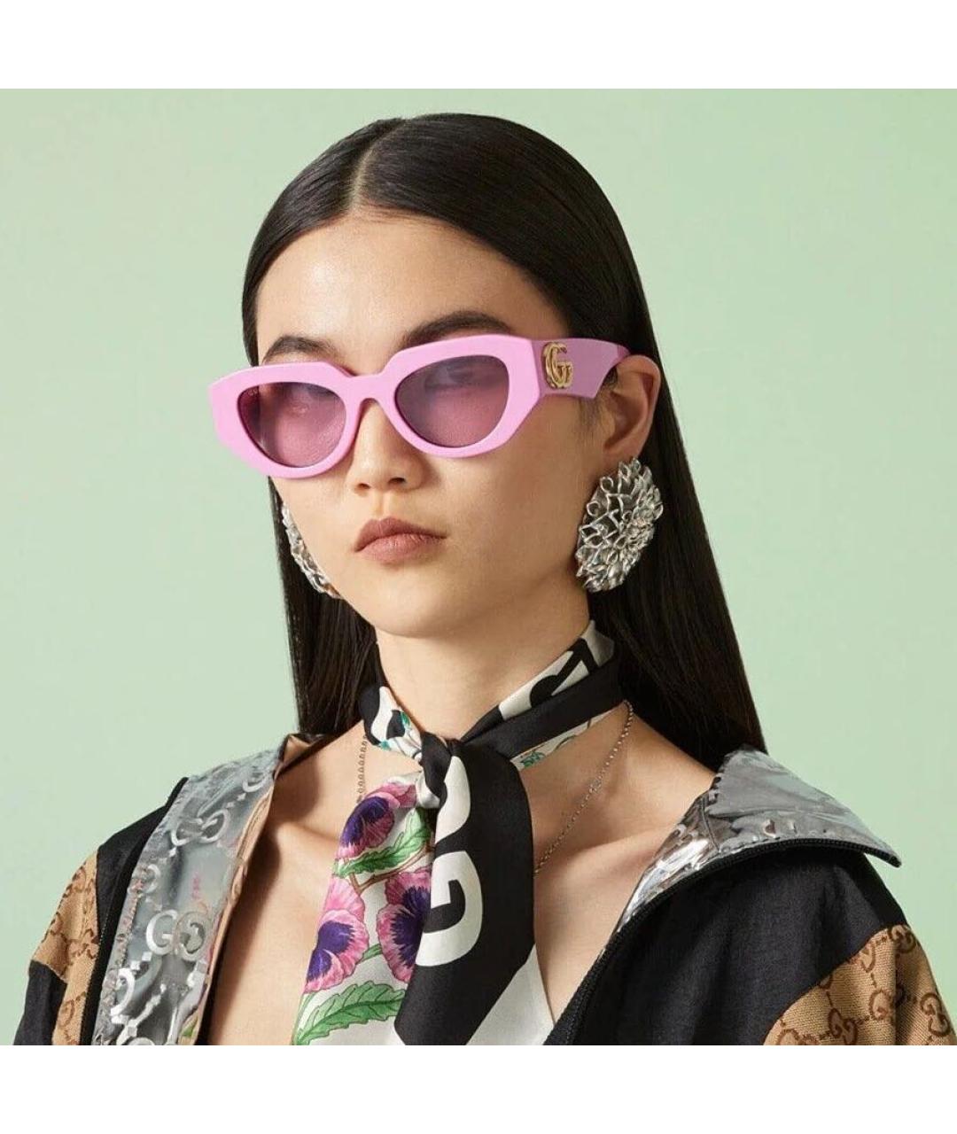 GUCCI Розовые пластиковые солнцезащитные очки, фото 7