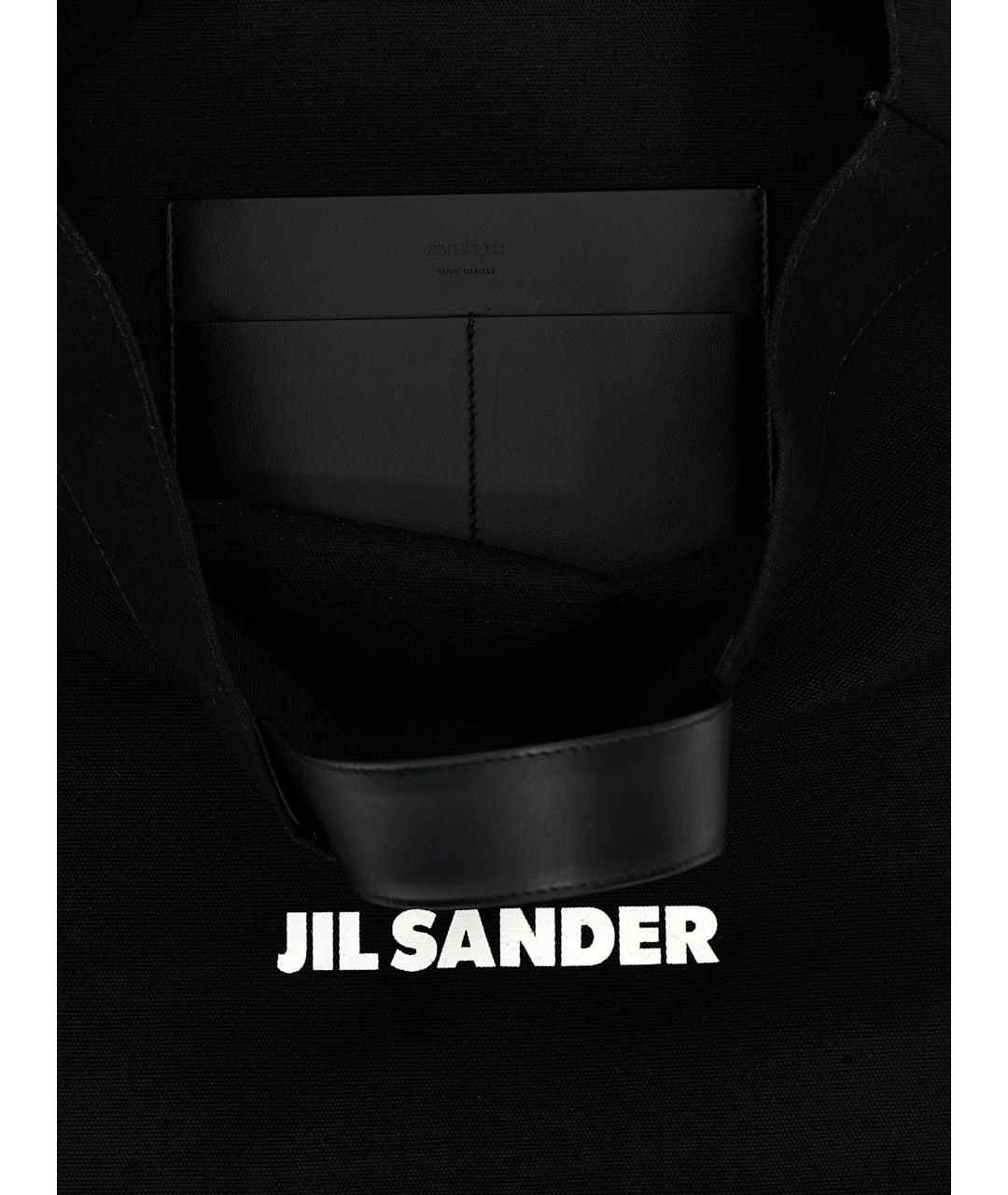 JIL SANDER Черная тканевая сумка тоут, фото 4