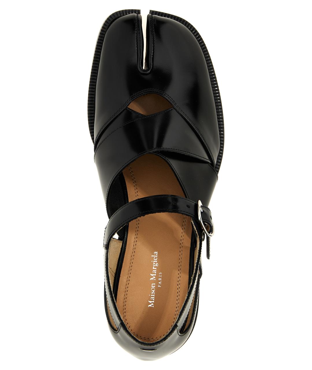 MAISON MARGIELA Черные кожаные сандалии, фото 4