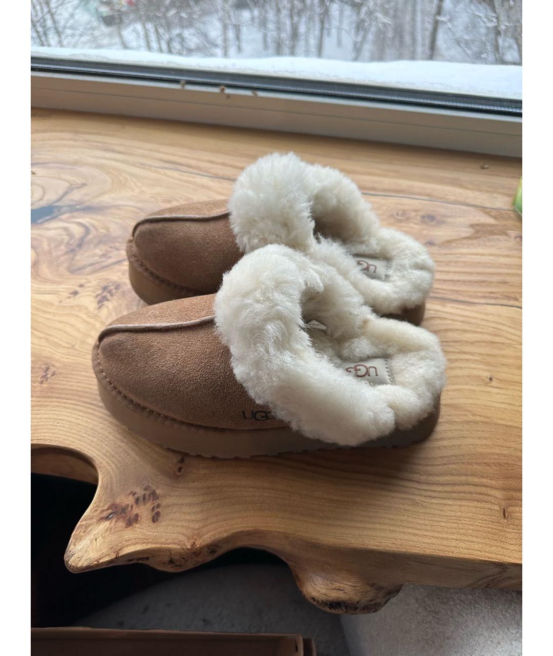 UGG AUSTRALIA Бежевые замшевые мюли, фото 2