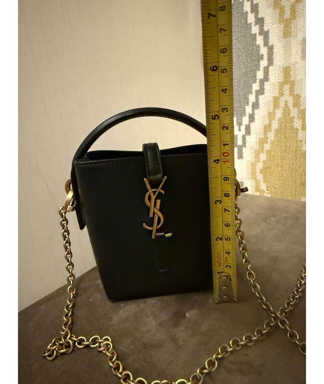 SAINT LAURENT Черная кожаная сумка через плечо, фото 5