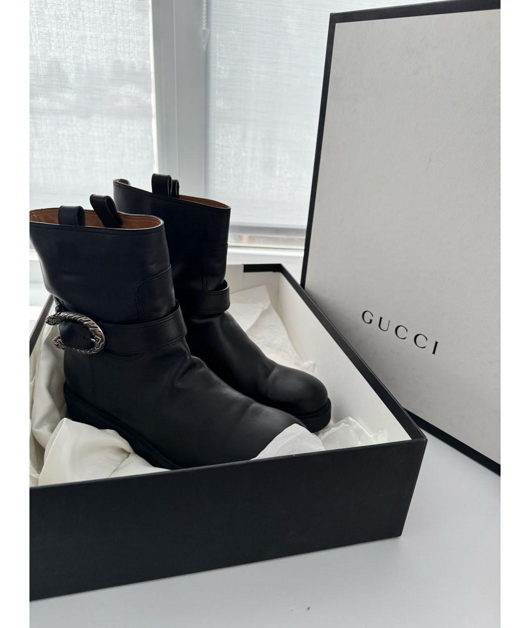 GUCCI Черные кожаные полусапоги, фото 2