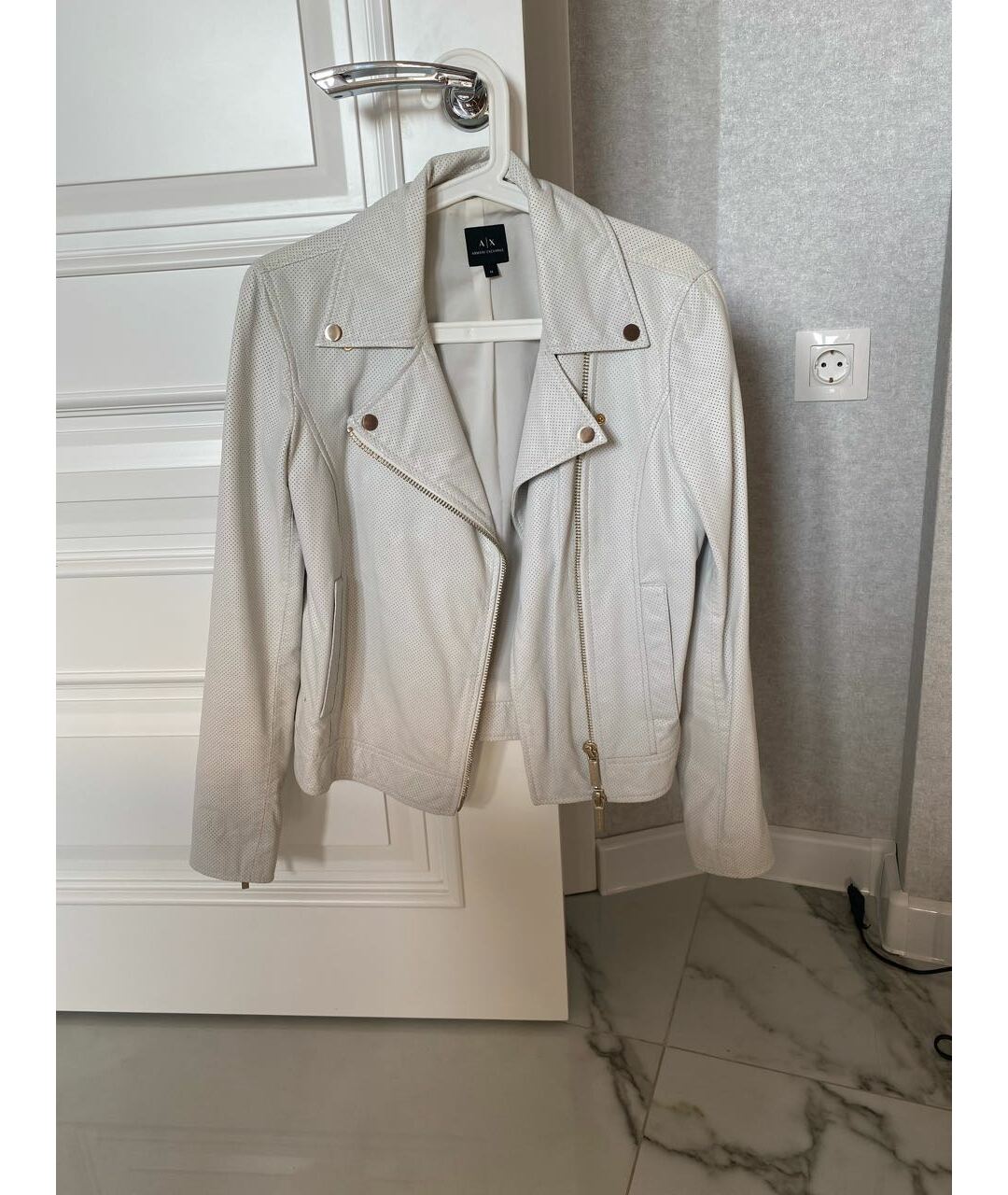 ARMANI EXCHANGE Белая кожаная куртка, фото 8