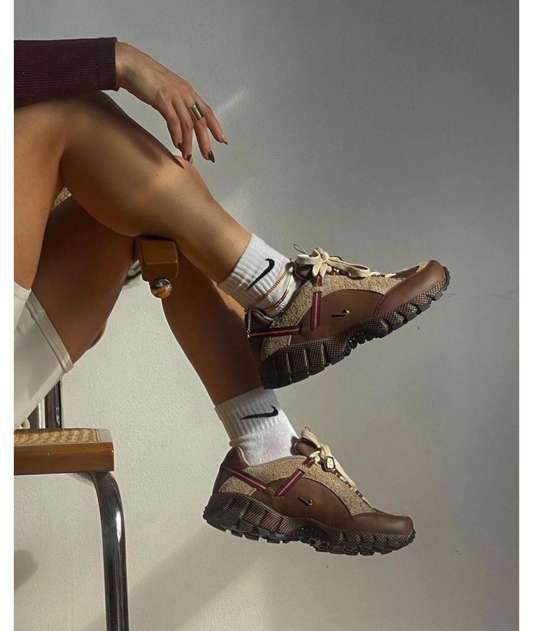 NIKE Коричневые кожаные кроссовки, фото 5