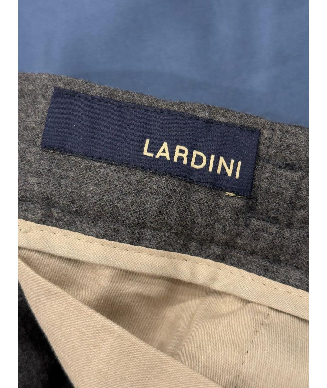 LARDINI Антрацитовые шерстяные классические брюки, фото 7