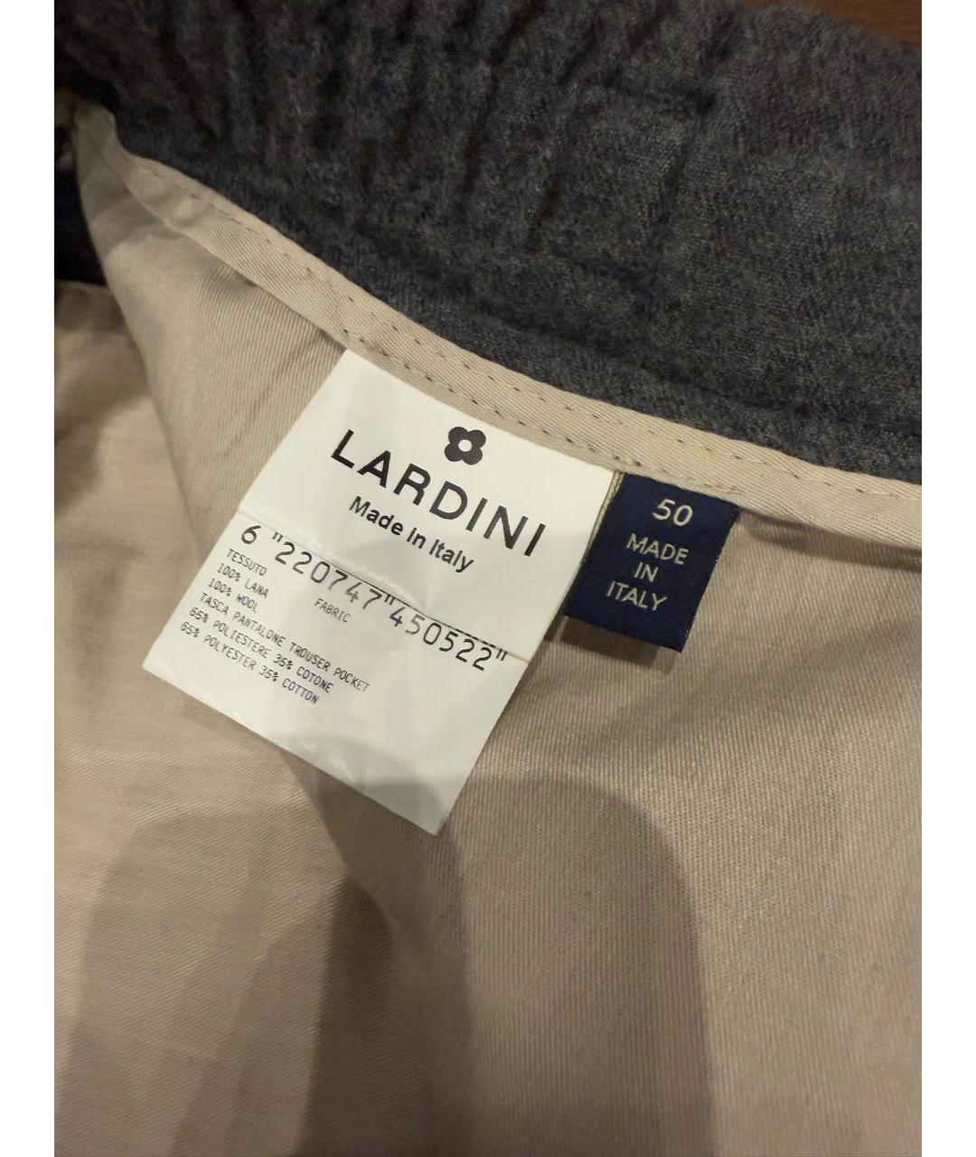 LARDINI Антрацитовые шерстяные классические брюки, фото 5