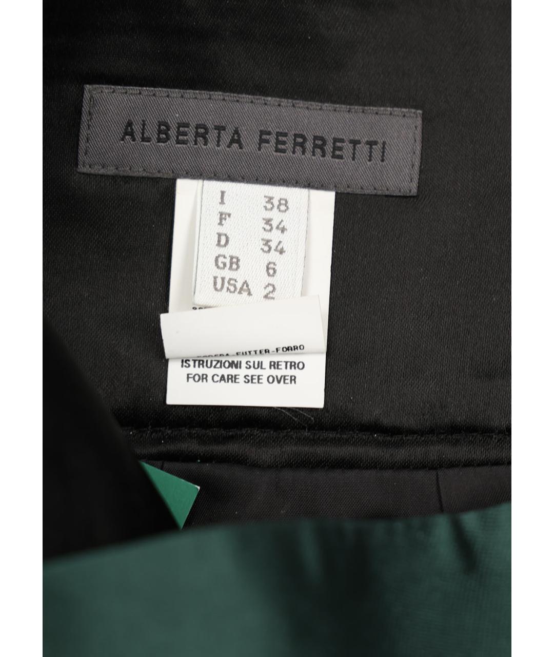 ALBERTA FERRETTI Зеленая шелковая юбка миди, фото 3