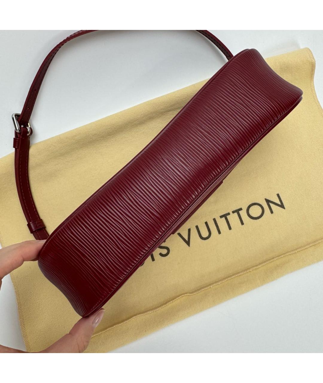 LOUIS VUITTON Бордовая кожаная сумка через плечо, фото 5