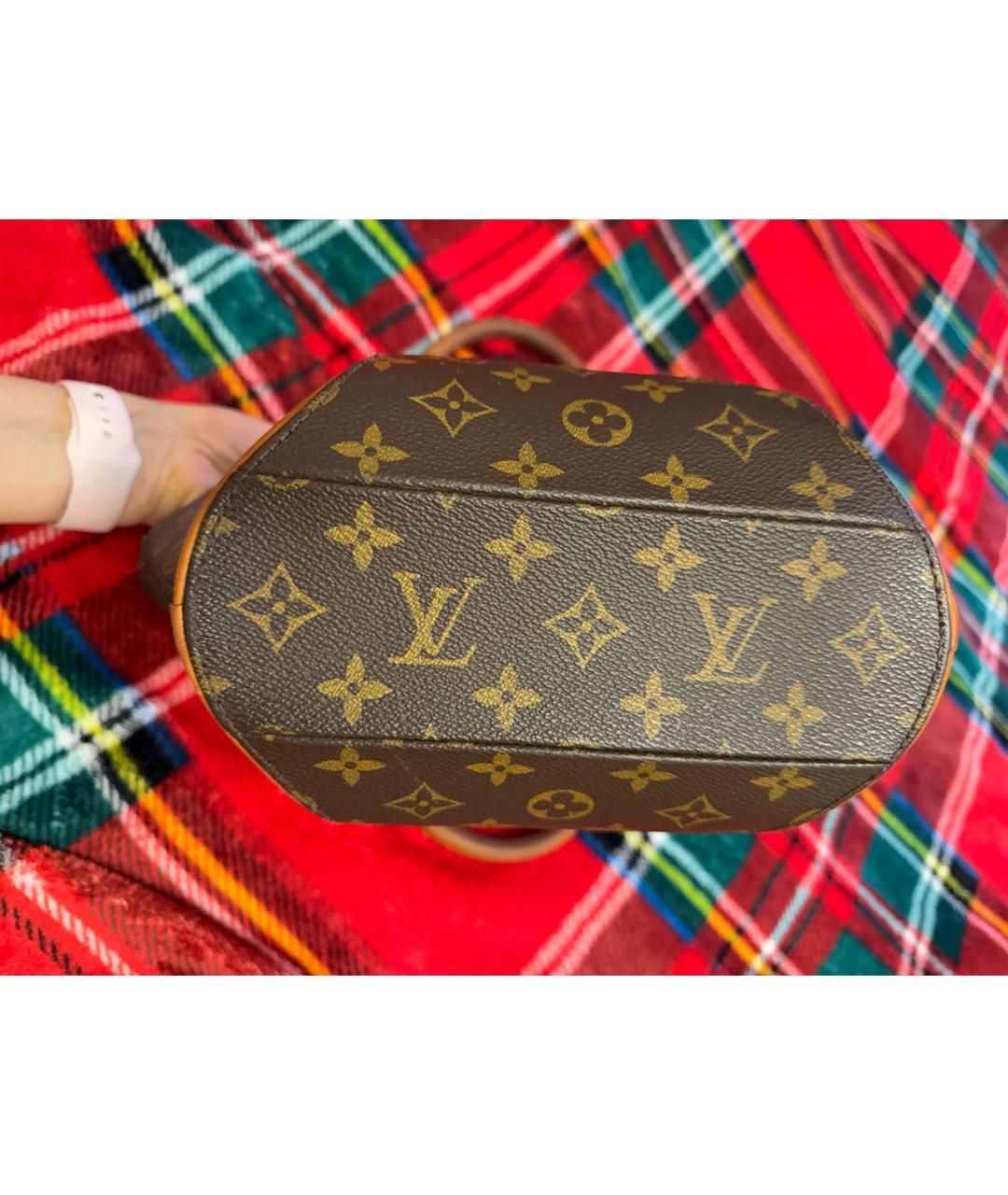 LOUIS VUITTON Коричневая кожаная сумка с короткими ручками, фото 4