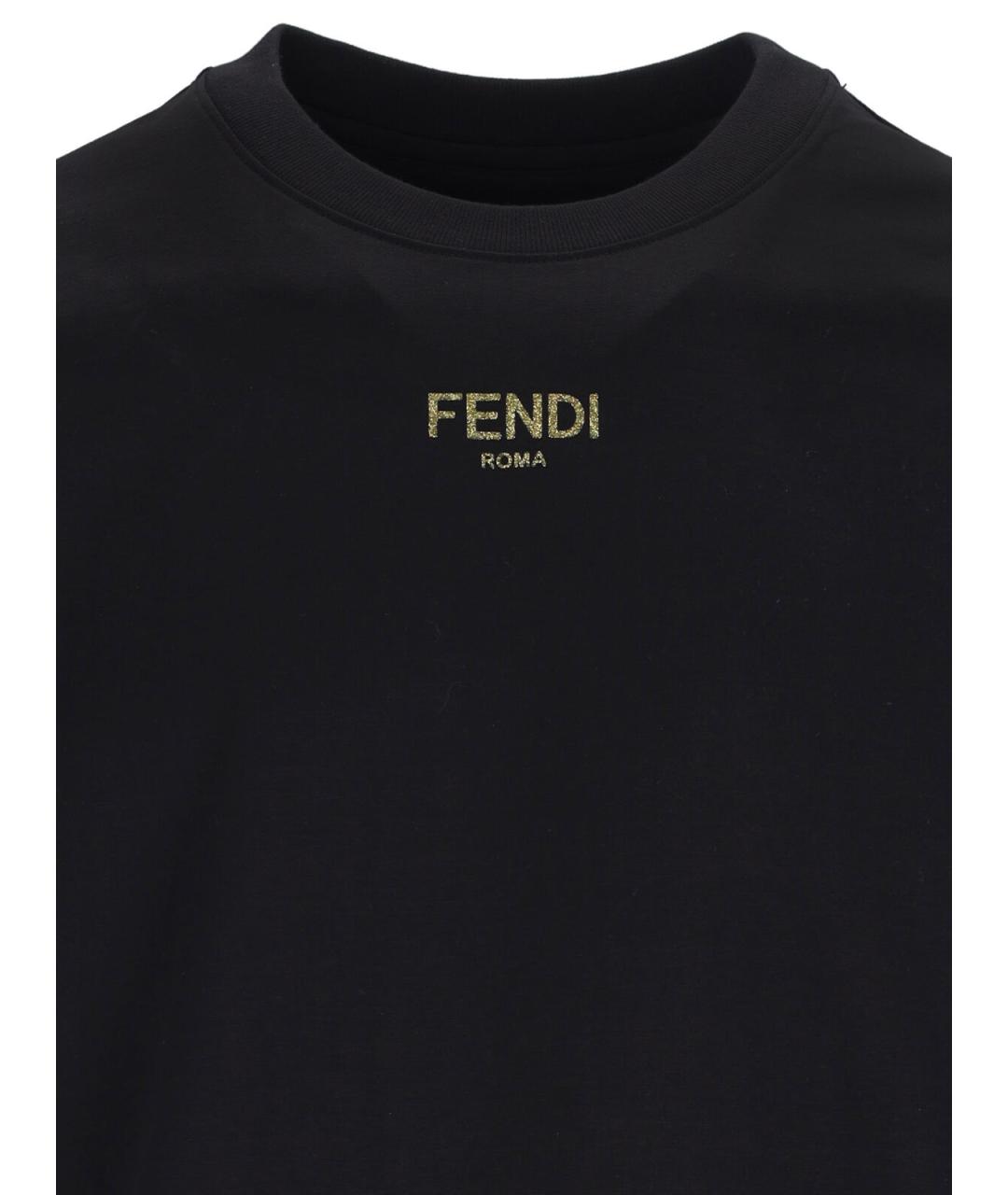 FENDI Черная хлопковая футболка, фото 3