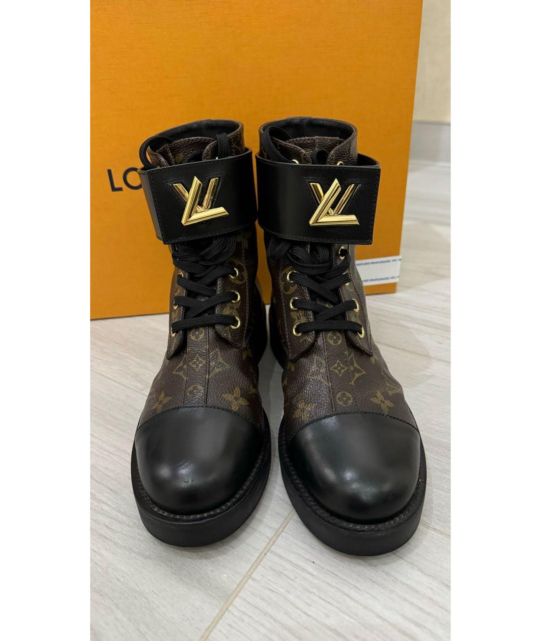LOUIS VUITTON Черные кожаные ботинки, фото 3