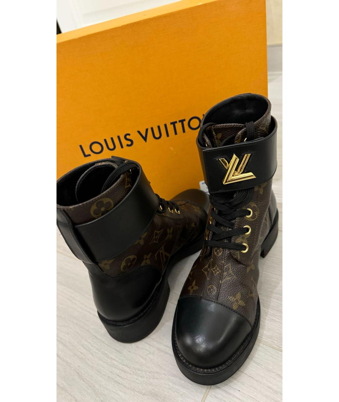 LOUIS VUITTON Черные кожаные ботинки, фото 2